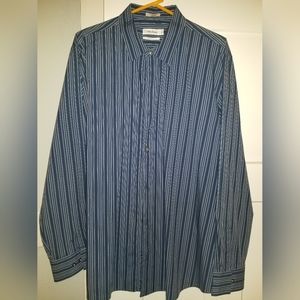Blue shirt with lighter blue stripes